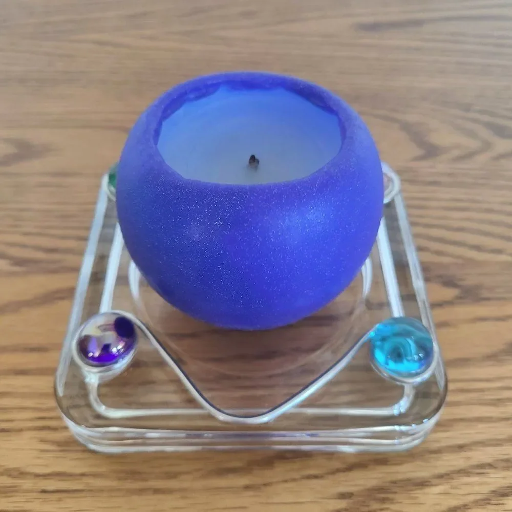 Glass Drink Coaster Embellished with Beads and Wire Hand-Made Water Wine Beer